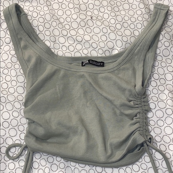 ZARA - sage green tank top with scrunched sides - Picture 2 of 4